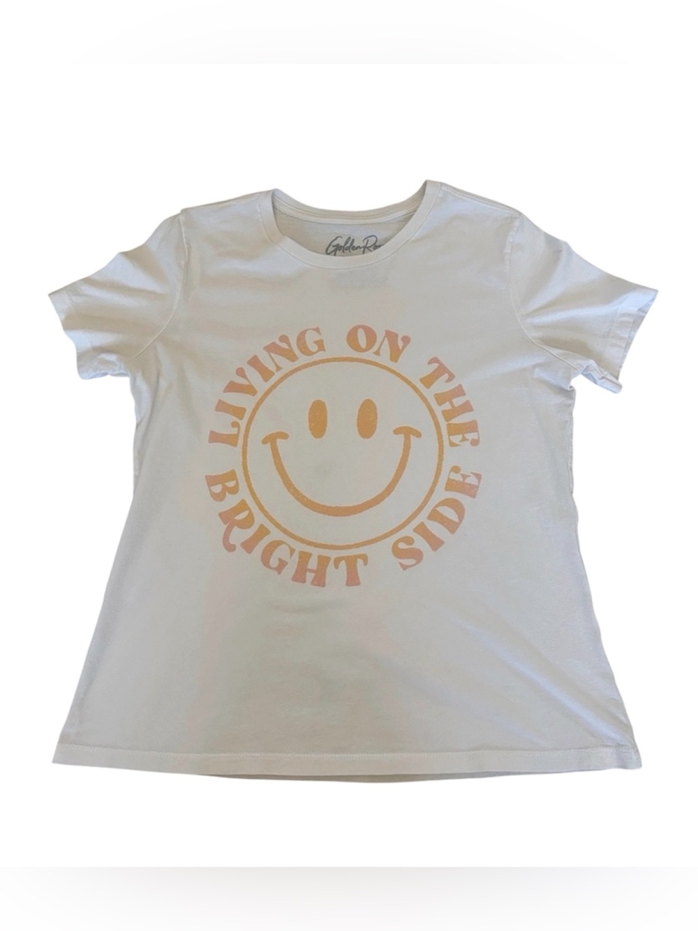 Golden Rose. Clothing Cream T-Shirt With Yellow Smile Face Graphic Size Medium